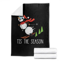 Funny Skiing Snowman Throw Blanket Funny Tis The Season Snow Ski Lover Skier - Wonder Print Shop