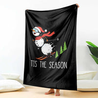 Funny Skiing Snowman Throw Blanket Funny Tis The Season Snow Ski Lover Skier - Wonder Print Shop