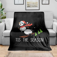 Funny Skiing Snowman Throw Blanket Funny Tis The Season Snow Ski Lover Skier - Wonder Print Shop