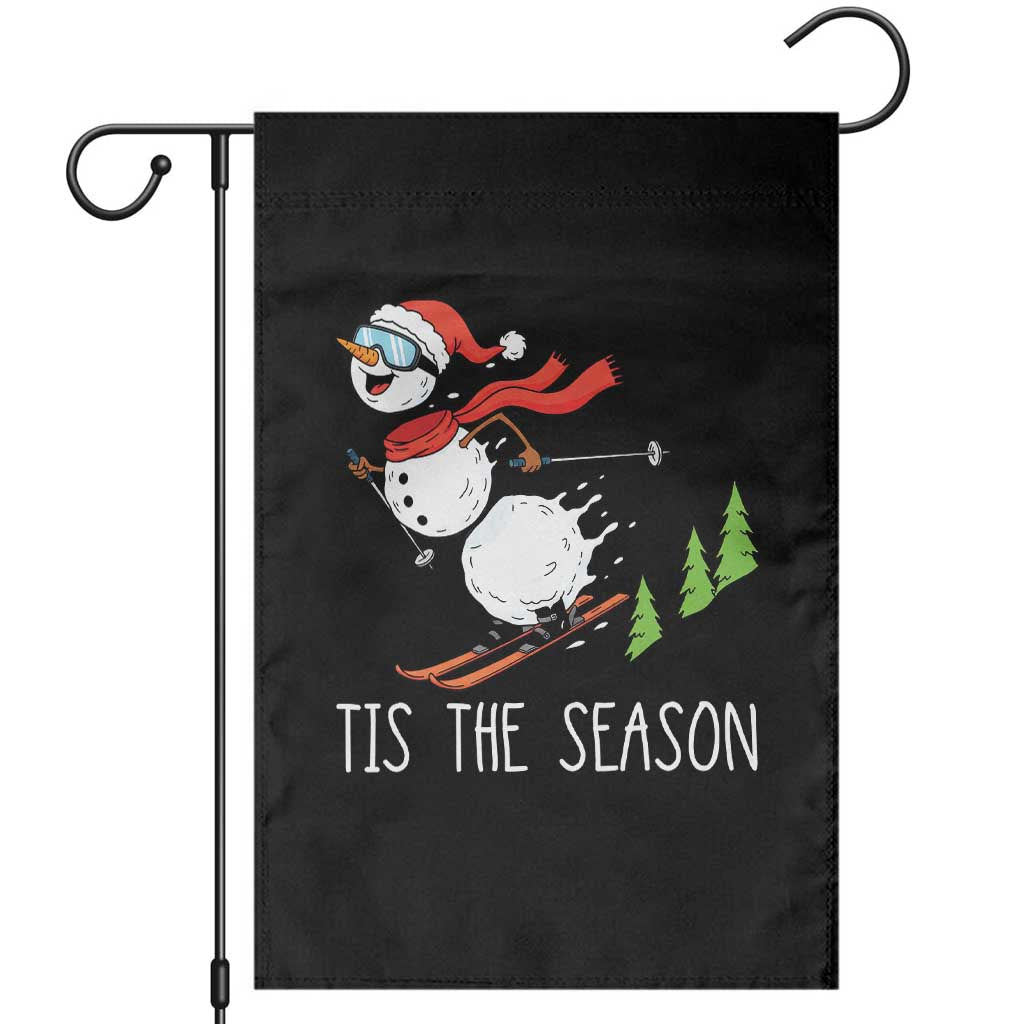 Funny Skiing Snowman Garden Flag Funny Tis The Season Snow Ski Lover Skier - Wonder Print Shop