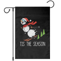 Funny Skiing Snowman Garden Flag Funny Tis The Season Snow Ski Lover Skier - Wonder Print Shop