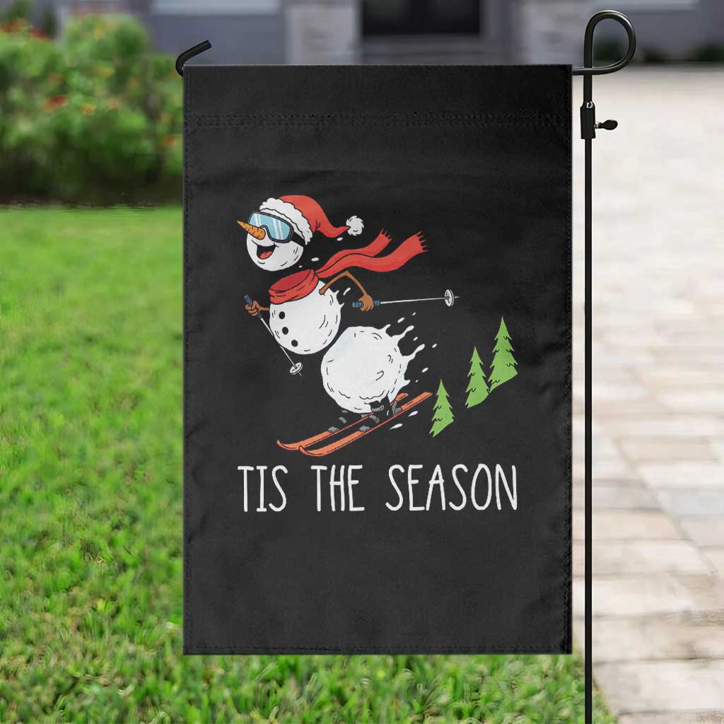 Funny Skiing Snowman Garden Flag Funny Tis The Season Snow Ski Lover Skier - Wonder Print Shop