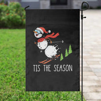 Funny Skiing Snowman Garden Flag Funny Tis The Season Snow Ski Lover Skier - Wonder Print Shop
