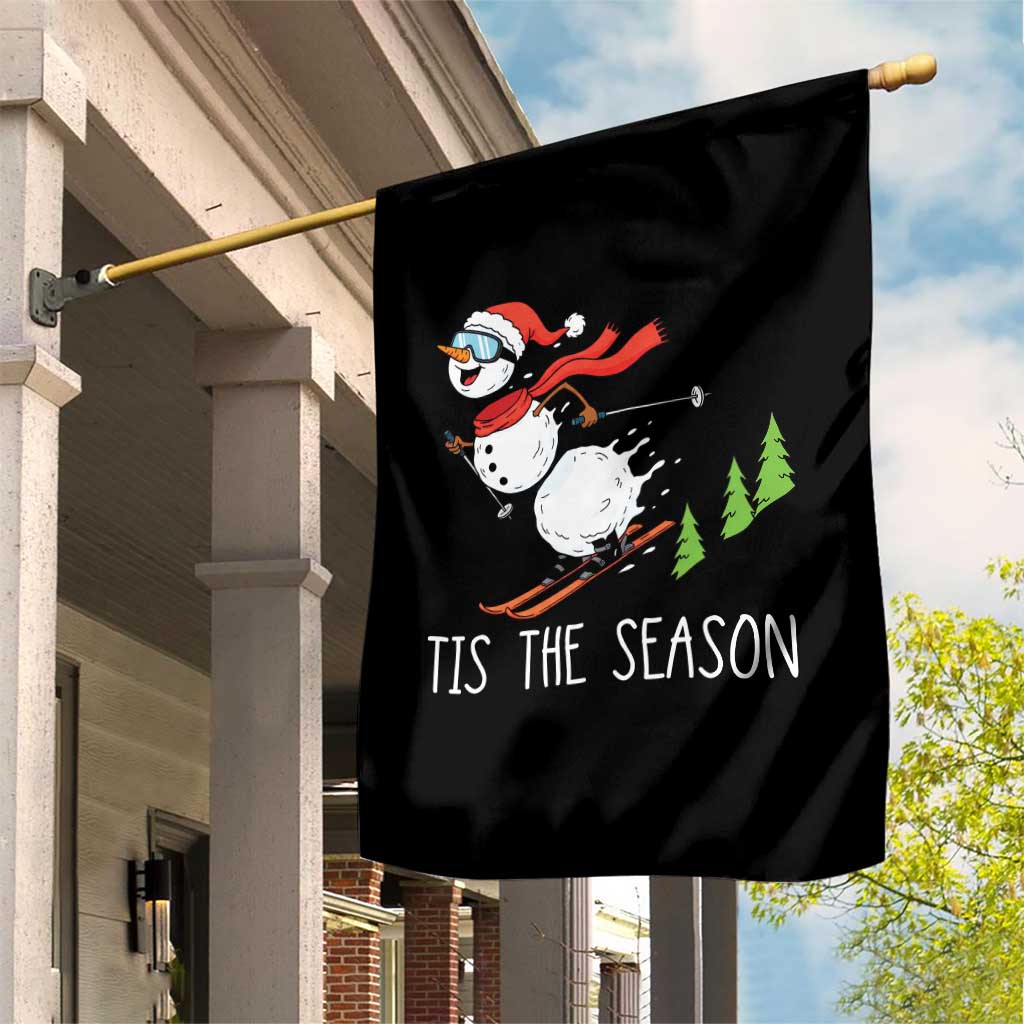 Funny Skiing Snowman Garden Flag Funny Tis The Season Snow Ski Lover Skier - Wonder Print Shop