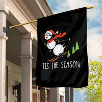 Funny Skiing Snowman Garden Flag Funny Tis The Season Snow Ski Lover Skier - Wonder Print Shop