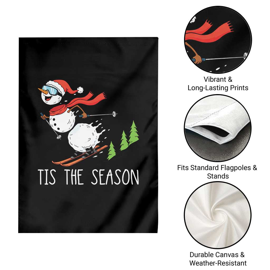 Funny Skiing Snowman Garden Flag Funny Tis The Season Snow Ski Lover Skier - Wonder Print Shop