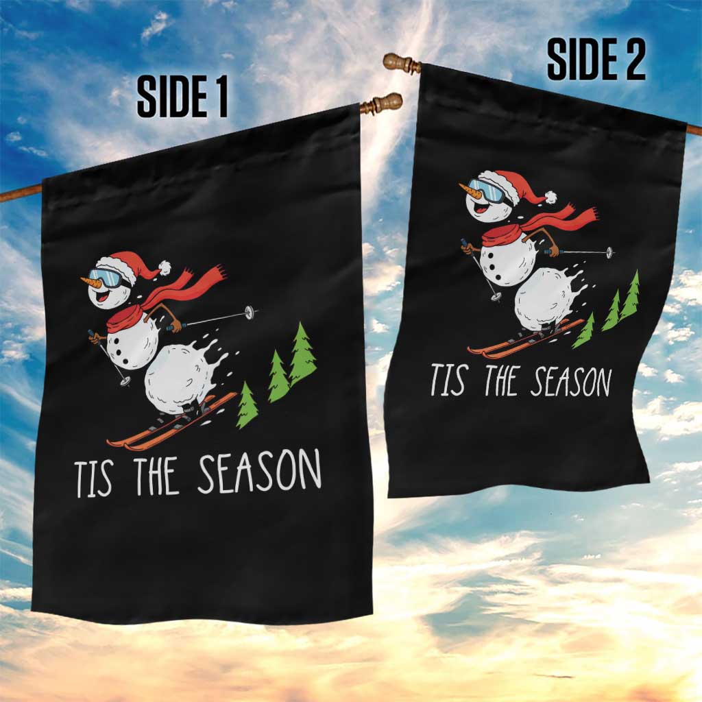 Funny Skiing Snowman Garden Flag Funny Tis The Season Snow Ski Lover Skier - Wonder Print Shop