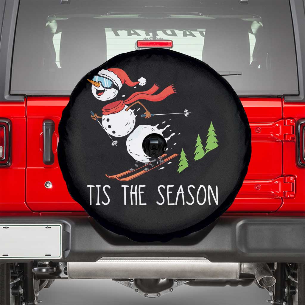 Funny Skiing Snowman Spare Tire Cover Funny Tis The Season Snow Ski Lover Skier - Wonder Print Shop