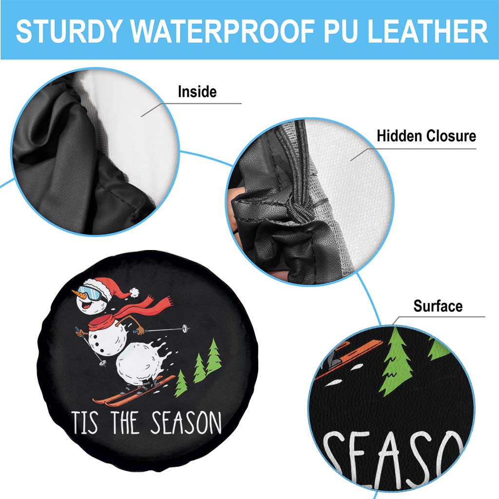 Funny Skiing Snowman Spare Tire Cover Funny Tis The Season Snow Ski Lover Skier - Wonder Print Shop