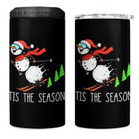Funny Skiing Snowman 4 in 1 Can Cooler Tumbler Funny Tis The Season Snow Ski Lover Skier - Wonder Print Shop