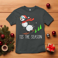 Funny Skiing Snowman T Shirt Funny Tis The Season Snow Ski Lover Skier - Wonder Print Shop