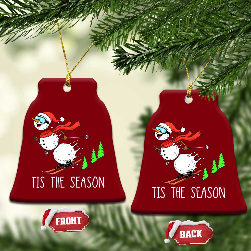 Funny Skiing Snowman Ceramic Ornament Funny Tis The Season Snow Ski Lover Skier - Wonder Print Shop