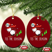 Funny Skiing Snowman Ceramic Ornament Funny Tis The Season Snow Ski Lover Skier - Wonder Print Shop