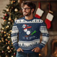 Funny Skiing Snowman Ugly Christmas Sweater Funny Tis The Season Snow Ski Lover Skier - Wonder Print Shop