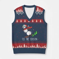 Funny Skiing Snowman V-Neck Knit Sweater Vest Funny Tis The Season Snow Ski Lover Skier - Wonder Print Shop