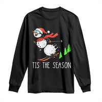 Funny Skiing Snowman Long Sleeve Shirt Funny Tis The Season Snow Ski Lover Skier - Wonder Print Shop