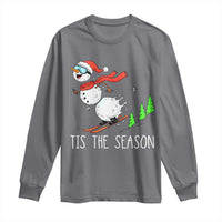 Funny Skiing Snowman Long Sleeve Shirt Funny Tis The Season Snow Ski Lover Skier - Wonder Print Shop
