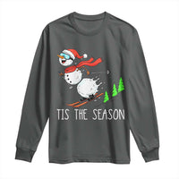 Funny Skiing Snowman Long Sleeve Shirt Funny Tis The Season Snow Ski Lover Skier - Wonder Print Shop