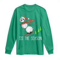 Funny Skiing Snowman Long Sleeve Shirt Funny Tis The Season Snow Ski Lover Skier - Wonder Print Shop