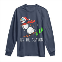 Funny Skiing Snowman Long Sleeve Shirt Funny Tis The Season Snow Ski Lover Skier - Wonder Print Shop