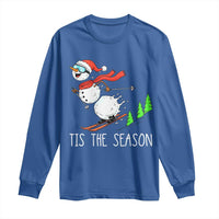 Funny Skiing Snowman Long Sleeve Shirt Funny Tis The Season Snow Ski Lover Skier - Wonder Print Shop