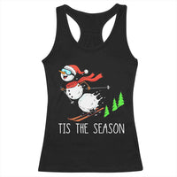 Funny Skiing Snowman Racerback Tank Top Funny Tis The Season Snow Ski Lover Skier - Wonder Print Shop