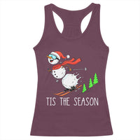 Funny Skiing Snowman Racerback Tank Top Funny Tis The Season Snow Ski Lover Skier - Wonder Print Shop