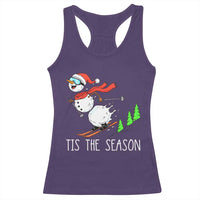 Funny Skiing Snowman Racerback Tank Top Funny Tis The Season Snow Ski Lover Skier - Wonder Print Shop