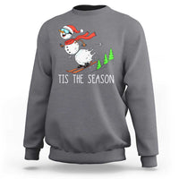 Funny Skiing Snowman Sweatshirt Funny Tis The Season Snow Ski Lover Skier - Wonder Print Shop