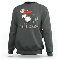 Funny Skiing Snowman Sweatshirt Funny Tis The Season Snow Ski Lover Skier - Wonder Print Shop