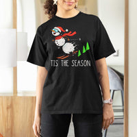 Funny Skiing Snowman T Shirt For Women Funny Tis The Season Snow Ski Lover Skier - Wonder Print Shop