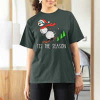 Funny Skiing Snowman T Shirt For Women Funny Tis The Season Snow Ski Lover Skier - Wonder Print Shop