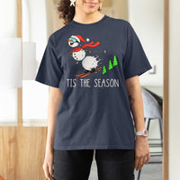 Funny Skiing Snowman T Shirt For Women Funny Tis The Season Snow Ski Lover Skier - Wonder Print Shop