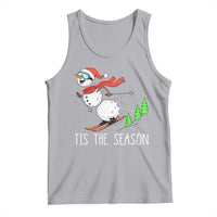 Funny Skiing Snowman Tank Top Funny Tis The Season Snow Ski Lover Skier - Wonder Print Shop
