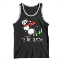 Funny Skiing Snowman Tank Top Funny Tis The Season Snow Ski Lover Skier - Wonder Print Shop