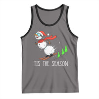 Funny Skiing Snowman Tank Top Funny Tis The Season Snow Ski Lover Skier - Wonder Print Shop