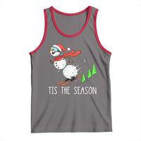 Funny Skiing Snowman Tank Top Funny Tis The Season Snow Ski Lover Skier - Wonder Print Shop