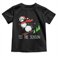 Funny Skiing Snowman Toddler T Shirt Funny Tis The Season Snow Ski Lover Skier - undefined