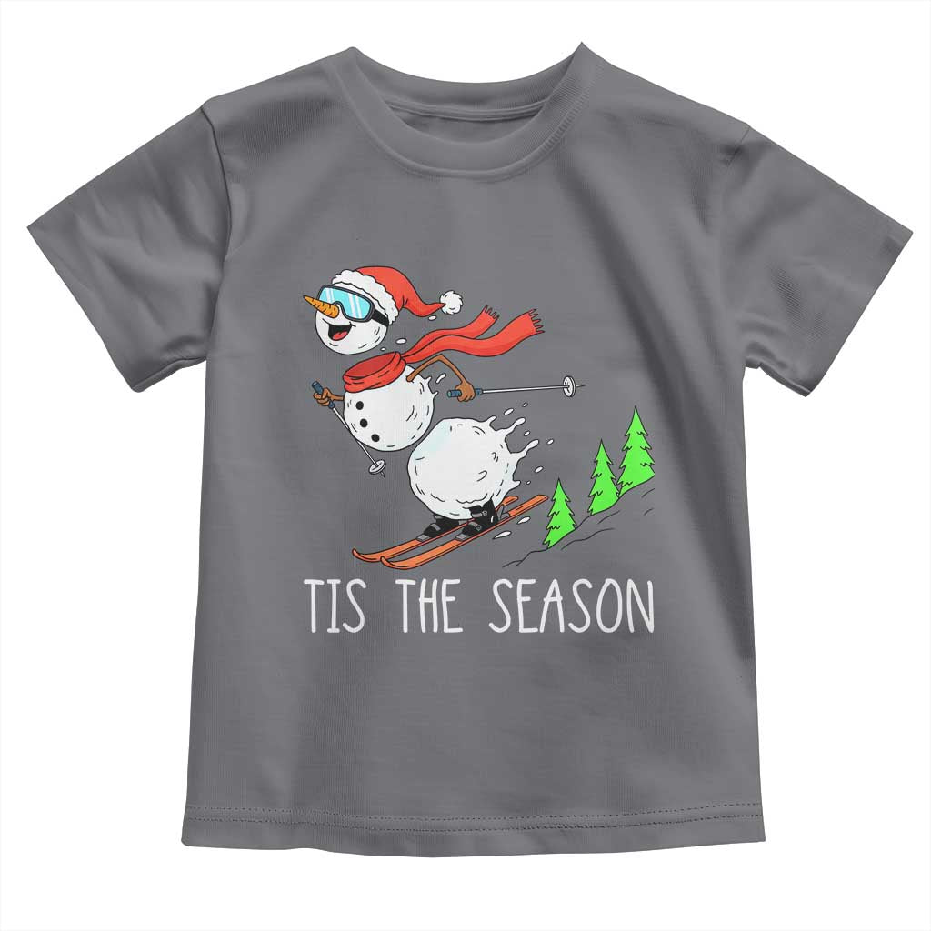 Funny Skiing Snowman Toddler T Shirt Funny Tis The Season Snow Ski Lover Skier - undefined