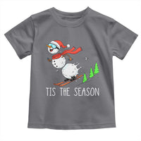 Funny Skiing Snowman Toddler T Shirt Funny Tis The Season Snow Ski Lover Skier - undefined