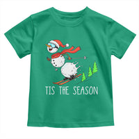 Funny Skiing Snowman Toddler T Shirt Funny Tis The Season Snow Ski Lover Skier - undefined