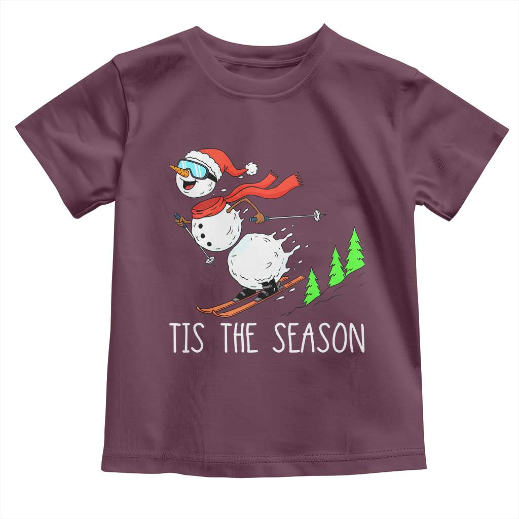 Funny Skiing Snowman Toddler T Shirt Funny Tis The Season Snow Ski Lover Skier - undefined