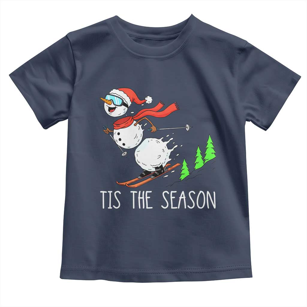Funny Skiing Snowman Toddler T Shirt Funny Tis The Season Snow Ski Lover Skier - undefined