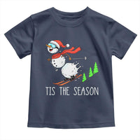 Funny Skiing Snowman Toddler T Shirt Funny Tis The Season Snow Ski Lover Skier - undefined