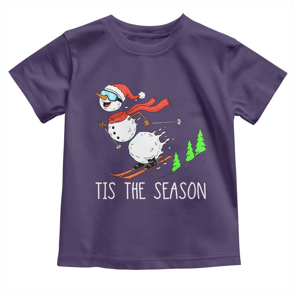 Funny Skiing Snowman Toddler T Shirt Funny Tis The Season Snow Ski Lover Skier - undefined