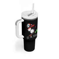 Funny Skiing Snowman Tumbler With Handle Funny Tis The Season Snow Ski Lover Skier - Wonder Print Shop