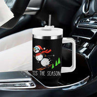 Funny Skiing Snowman Tumbler With Handle Funny Tis The Season Snow Ski Lover Skier - Wonder Print Shop