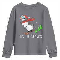 Funny Skiing Snowman Youth Sweatshirt Funny Tis The Season Snow Ski Lover Skier - undefined