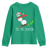 Funny Skiing Snowman Youth Sweatshirt Funny Tis The Season Snow Ski Lover Skier - undefined