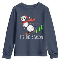 Funny Skiing Snowman Youth Sweatshirt Funny Tis The Season Snow Ski Lover Skier - undefined